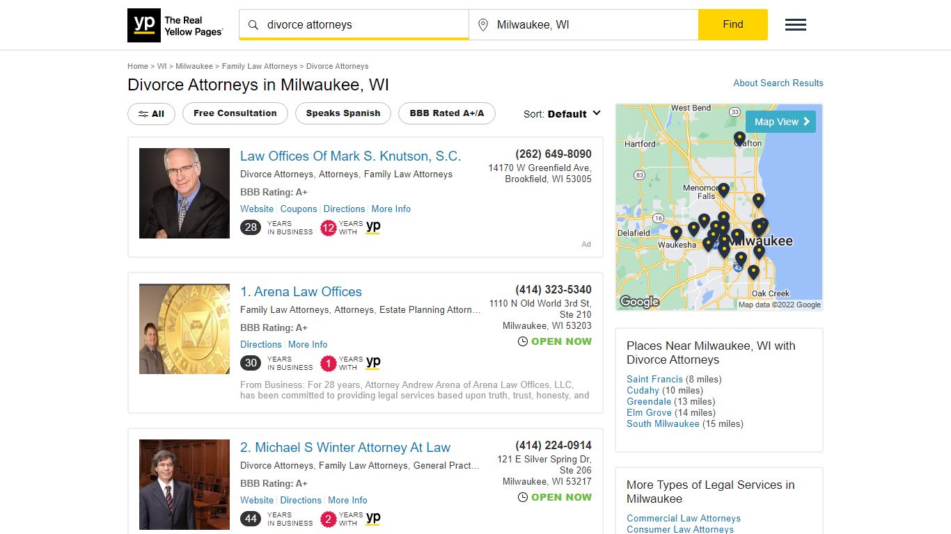 Divorce Attorneys in Milwaukee, WI - Yellow Pages